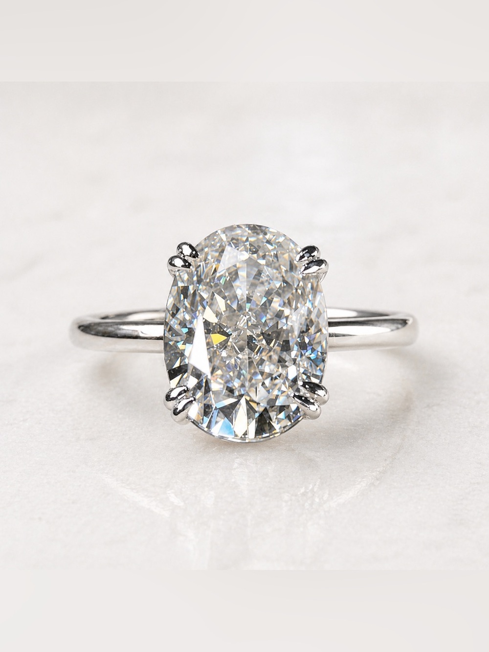 2.5ct Oval Moissanite Engagement Ring Crushed Ice Solitaire Ring